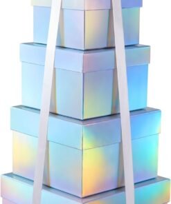 Holographic Silver Square Nesting Gift Boxes