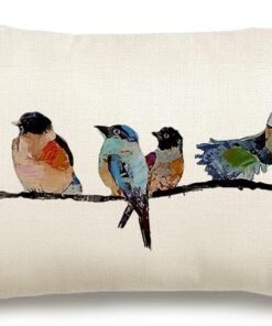Hand-Painted Bird Throw Pillows for Sofa