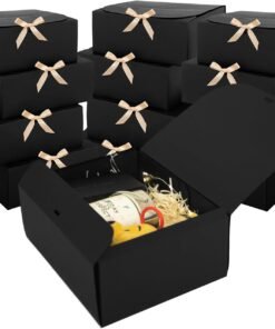 12 Black Gift Boxes with Ribbon for All Events