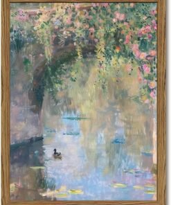 Framed Vintage Monet Floral Landscape Wall Art