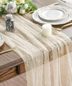 Pearl Beige Gauze Table Runner 10FT Decor