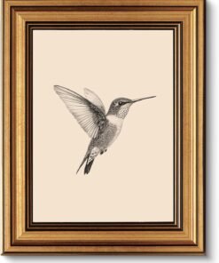 Vintage Gold Framed Hummingbird Wall Art