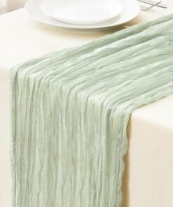 Sage Green Cheesecloth Table Runner for Parties