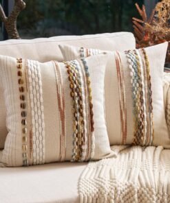 Boho Striped Farmhouse Pillow Covers Set of 2