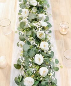 2 Pack 13FT Artificial Eucalyptus Rose Garland