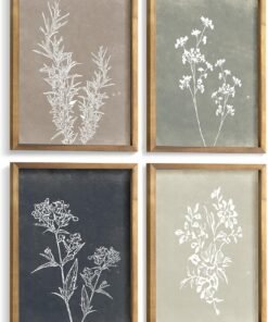 Boho Farmhouse Botanical Print Wall Art Set of 4