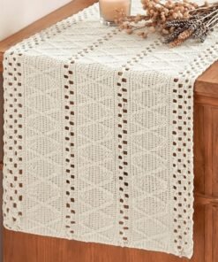 Beige Woven Farmhouse Table Runner 12x72