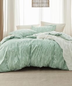 Bedsure Floral Queen Reversible Sage Green Comforter Set